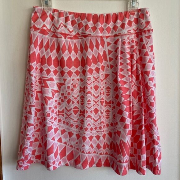 TITLE NINE Breeze Pink Orange Geo Print Pull On Elastic Waist Skirt M - Picture 1 of 15